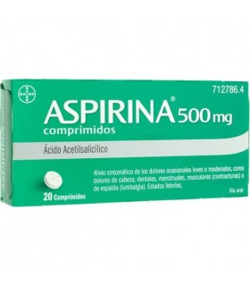 Aspirina 500 Mg 20 Comprimidos