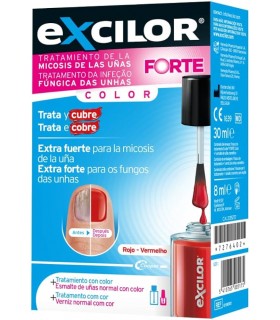 Excilor Forte + Esmalte Cosmético 30 ML Color Rojo + 1 Envase 8 ML Color Rojo