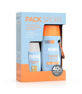 PACK SPORT FOTOPROTECTOR ISDIN FUSION SPF50+ GEL 100 ML (40%) + FUSION WATER 50 ML