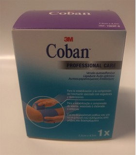 Coban Blue Cohesive Elastic Bandage 6M X 7'5