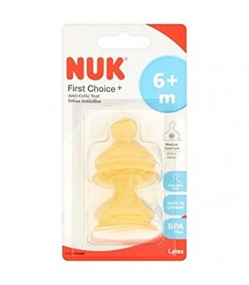 NUK First Choice Latex Nipple 6+ Months Size M 2 Unds