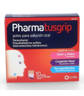 Pharmatusgrip 500/30/15 Mg 10 Sobres Polvo Solucion Oral